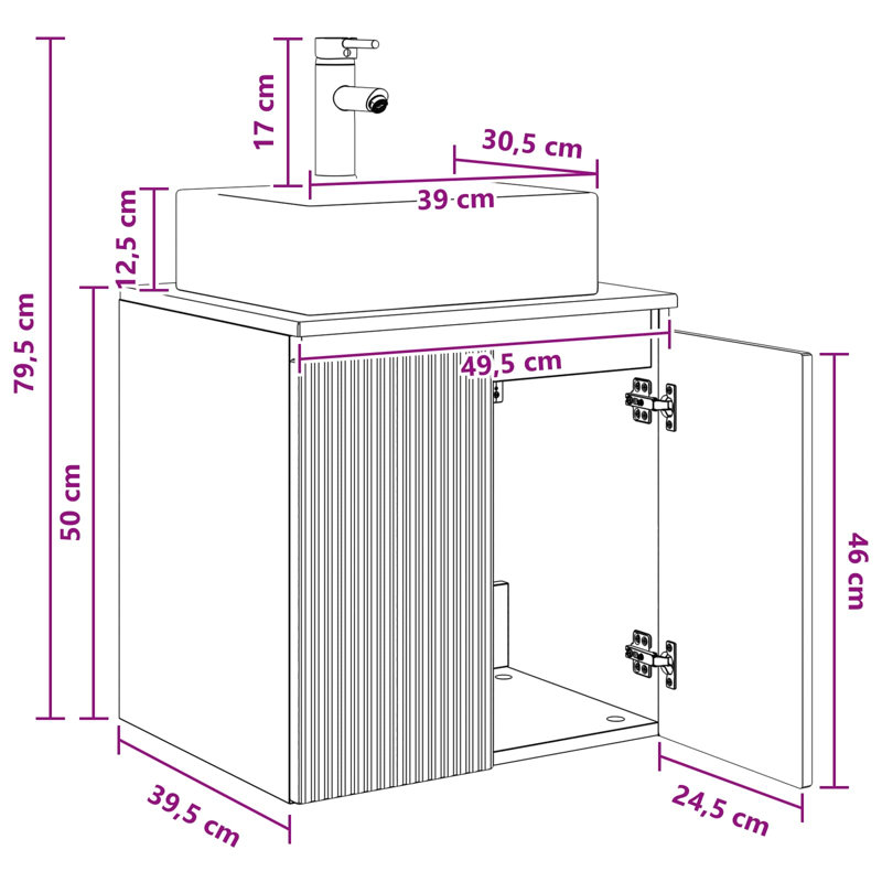 Single Bathroom Vanity with Ceramic Basin, Grey Sonoma