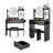 LED Vanity Table Set / Cushioned Stool Round Touch Mirror,Power Outlets & Multi-Layer Storage-996601514