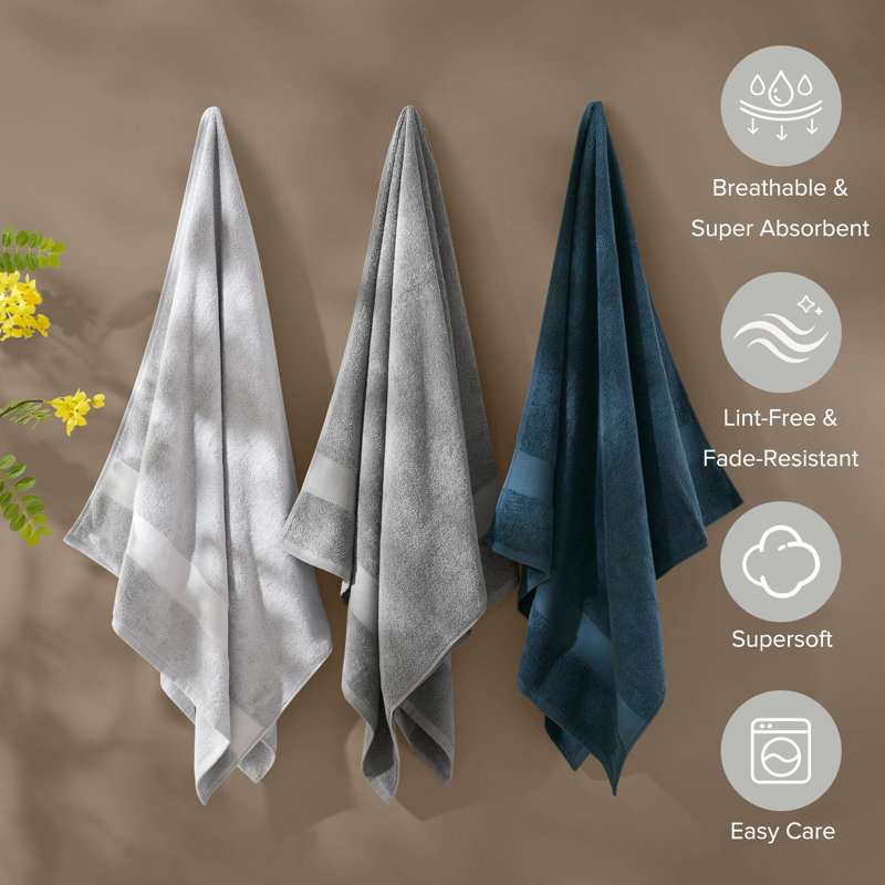 500 GSM 100% Turkish Cotton Navy Oversized 4-Piece Towel Set, Navy, Bath Sheets - 4 Pack