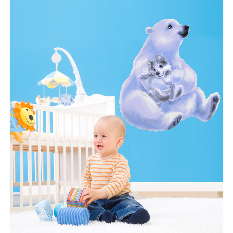 Adhésif décoratif ours polaire avec loup, H 36 po x l 33,5 po