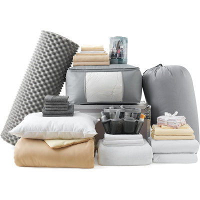 DormCo Packs 42 Piece Complete College Dorm Reversible Bedding Package