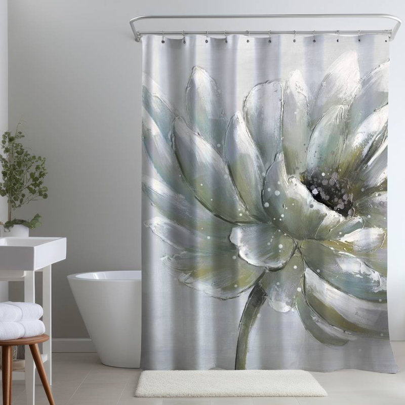 Floral – Polyester Shower Curtain, Dye Sublimation Print, 71" W × 74" L