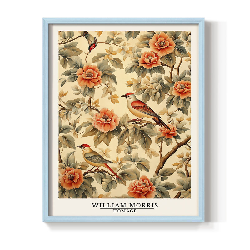 WM MORRIS Series XCVI Framed Print - Solid Wood, 11" H x 9" W, Blue