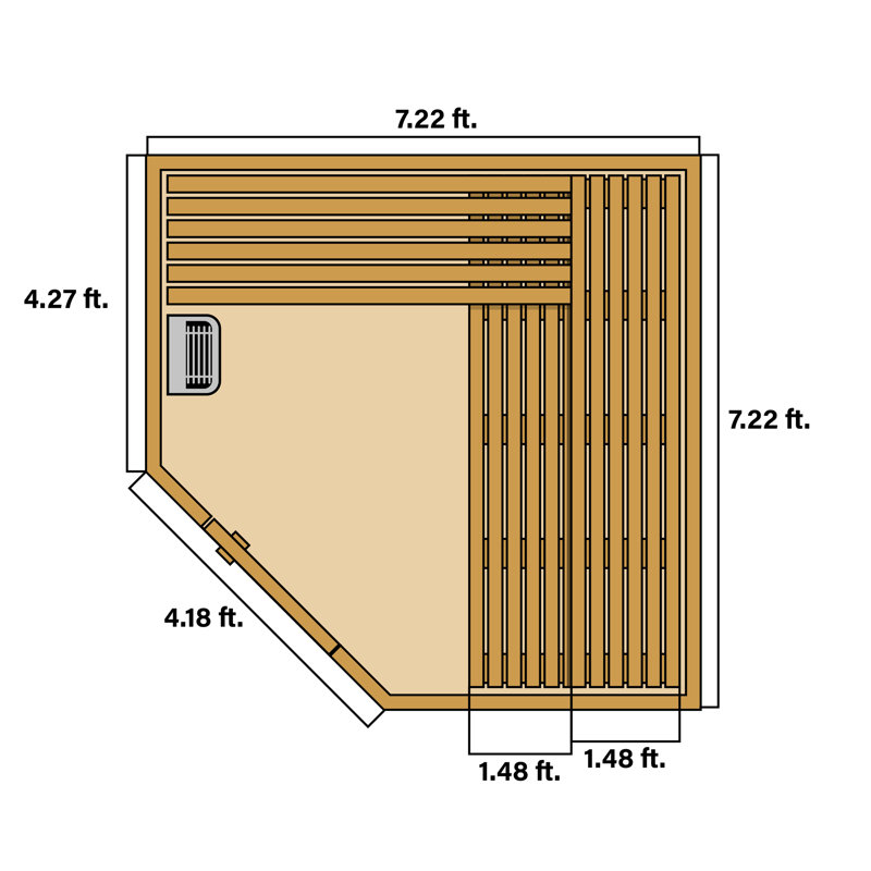 Natural Canadian Hemlock 8-Person Outdoor Sauna with 9 kW Heater
