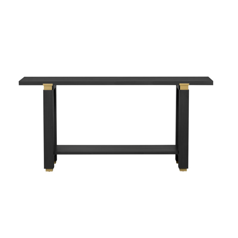 U_Style 62.9" Modern Minimalist Console Table, Solid Wood Entryway Sofa Table With Metal Accents, Built-In Shelf, For Living Room, Hallway (3 Colors: Black, Gray, Natural)
