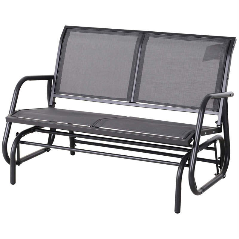 Gray Steel Frame 2-Person Outdoor Glider Bench with Cushions