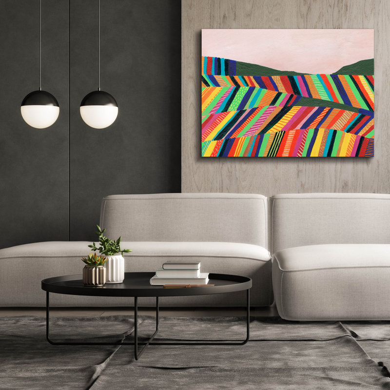 «Rainbow Fields I» par Regina Moore, H 40 po x l 54 po x P 1,5 po