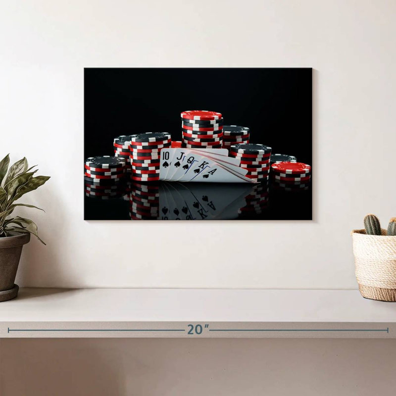 Poker sur toile, H 8 po x l 12 po x P 1 po