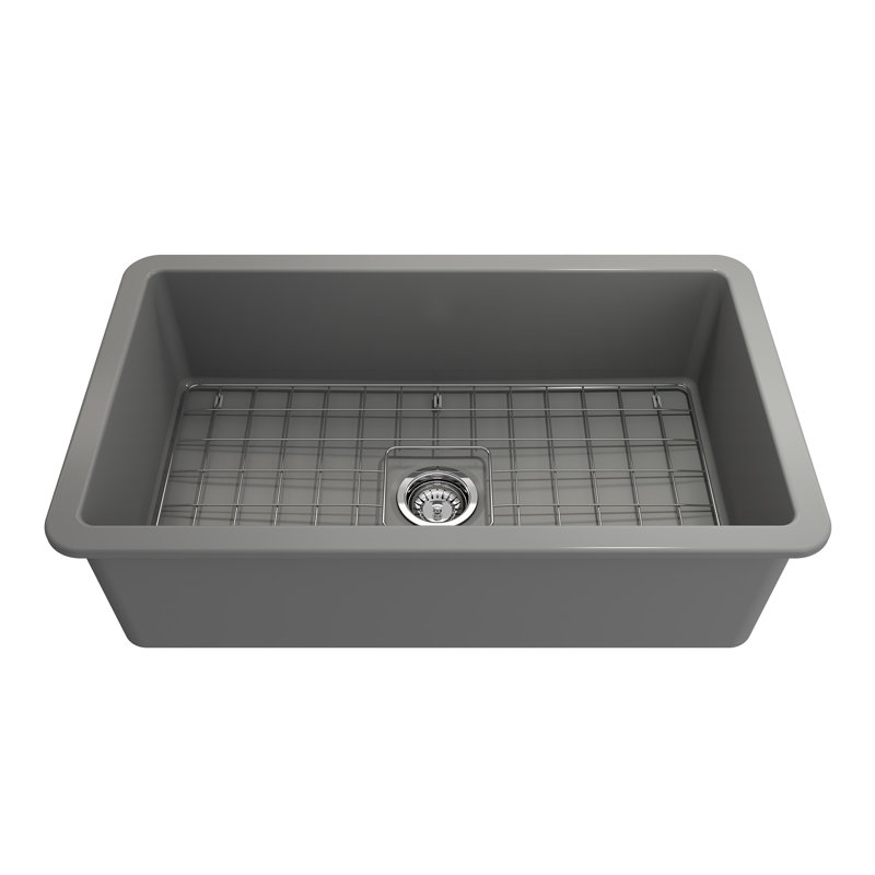 32'' L Fireclay Kitchen Sink, Matte Gray