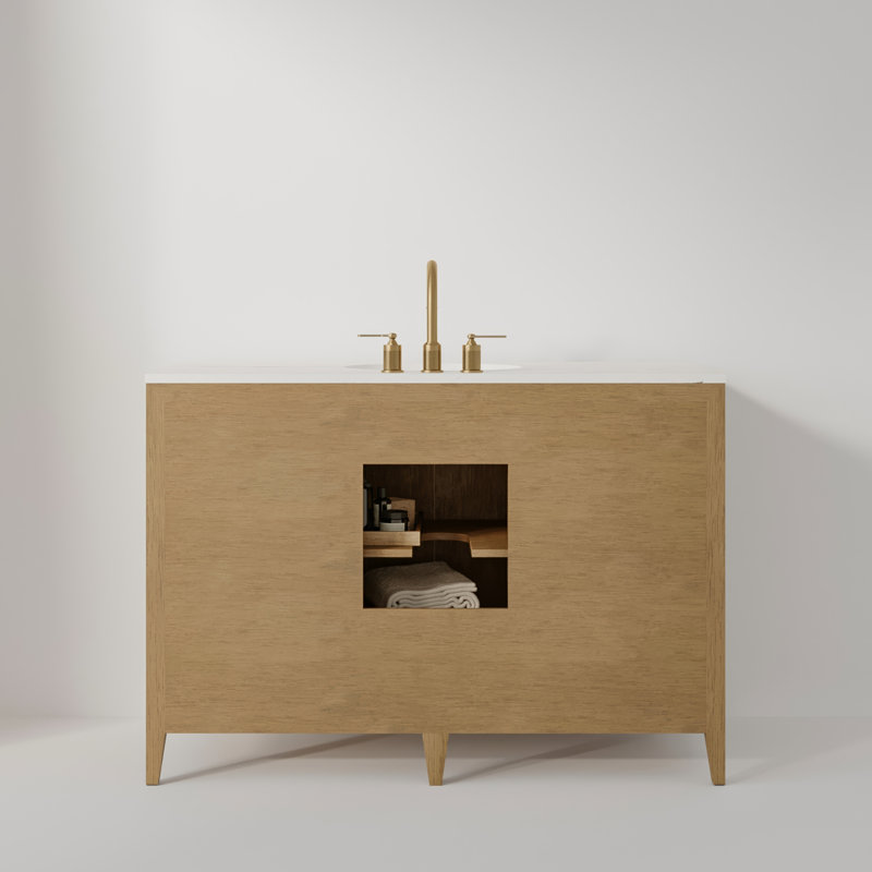 Alsup 48'' W Single Vanity, Wire Brushed Oak