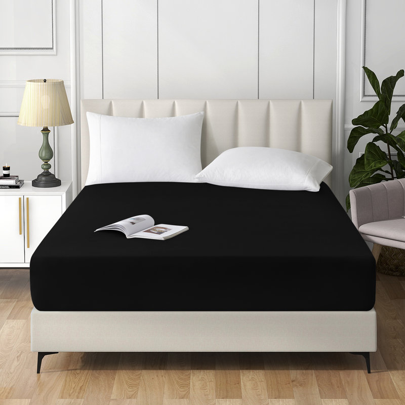 Extra Deep Pocket Microfiber Solid Fitted Sheet, King, Black