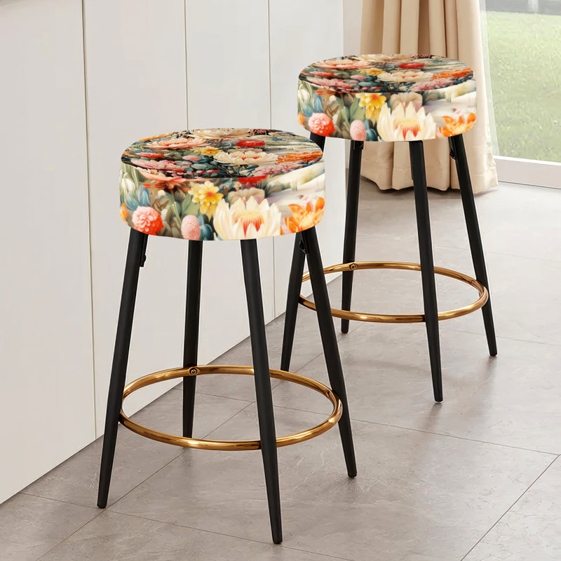 Impression artistique - ensemble de 2 tabourets de bar à motif floral
