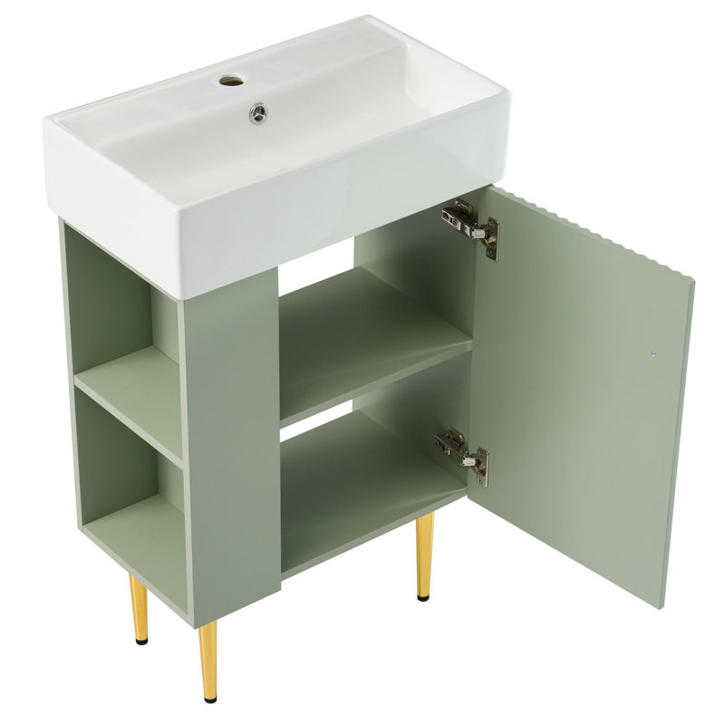 Meuble-lavabo en bois 21,6 po, Vert