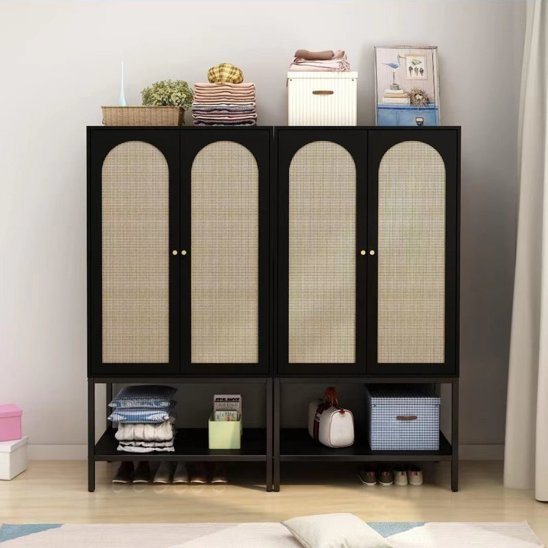 Armoire moderne à double porte minimaliste, Noir
