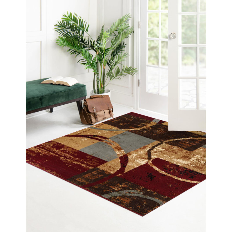 Tapis multicolore à motif géométrique Adetomiwa, Carré 7 pi 10 po