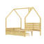 Structure de lit double pour enfant avec tête de lit Montessori, 2 tiroirs de rangement, aucun sommier nécessaire, assemblage facile, bois naturel-129882299