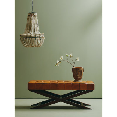 Waylan Genuine Leather Upholstered Bench