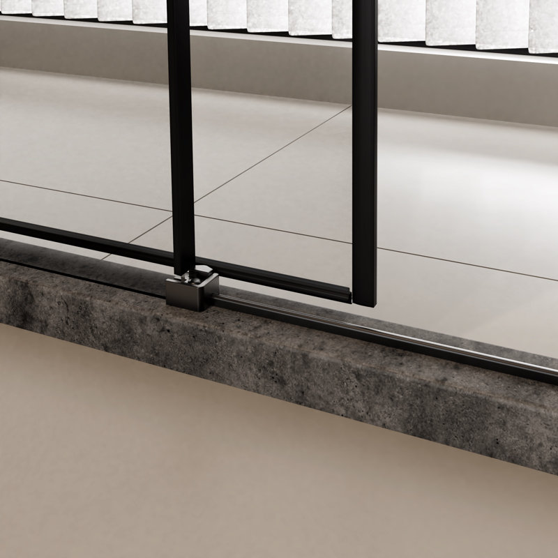60" W X 72" H Single Sliding Frameless Shower Door With Clear Tempered Glass