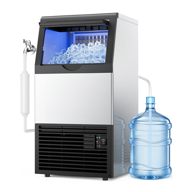 Machine à glaçons commerciale sous comptoir de 100 lb/jour avec réservoir de 33 lb, filtre à eau, double alimentation en eau et autonettoyage