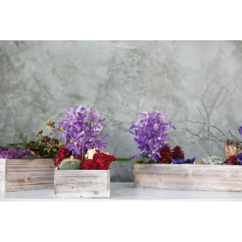 Handmade Wood Planter Box, White, 5" H x 5" W x 5" D