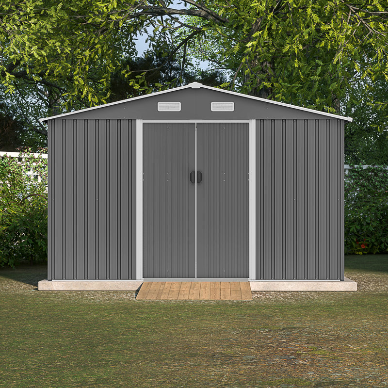 10X8 FT Outdoor Storage Shed, Gray, 76.1" H x 119.56" W x 94.88" D