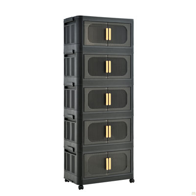 20" Side Wide Folding Storage Cabinet ,5 Tiers