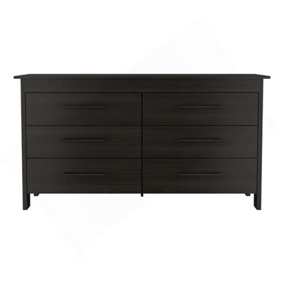 Commode double 6 tiroirs Hms, quatre pieds, plateau supérieur - noir