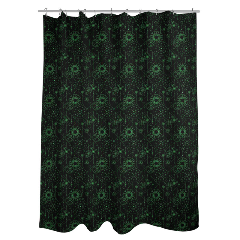 Rideau de douche simple astrologie, Noir / Vert