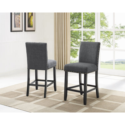 Fabric Counter Height Stools with Nailhead Trim