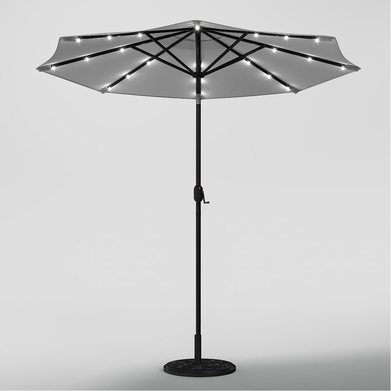 Olympia 3m Traditional Parasol with LED Light(single umbrella without base), Light Grey