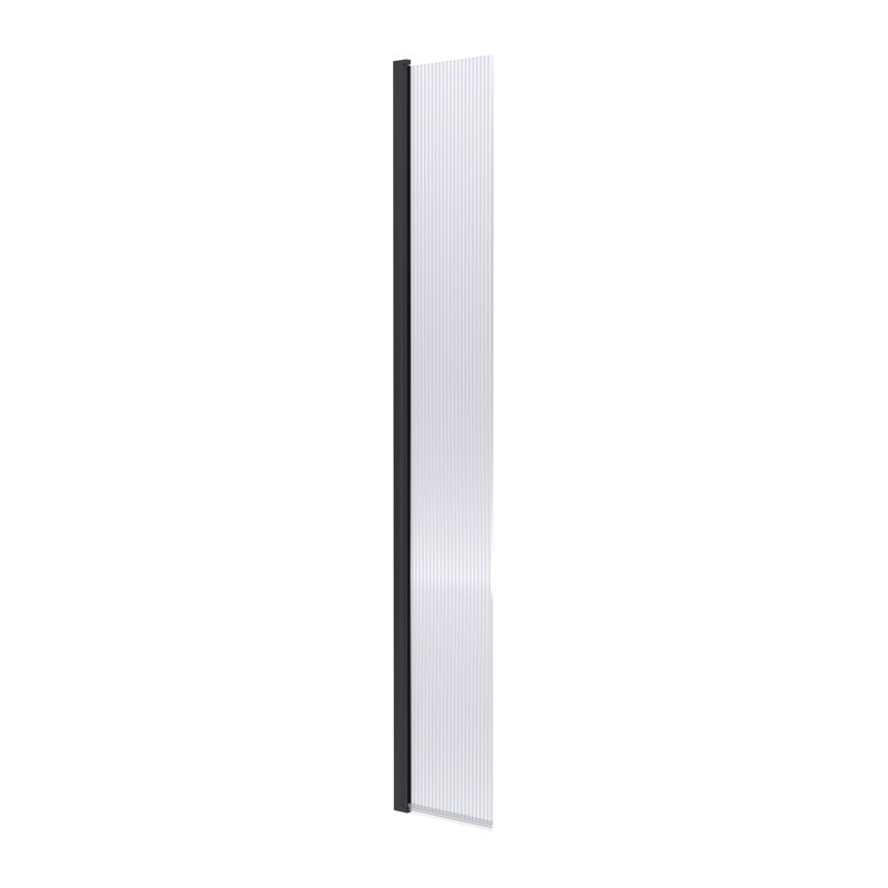 322mm W x 1850mm H Slab Semi-Frameless Wet Room Glass Screens with Clear Glass, Black