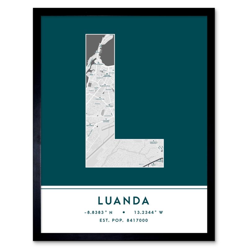 Luanda Angola City Map - Single Picture Frame Typography
