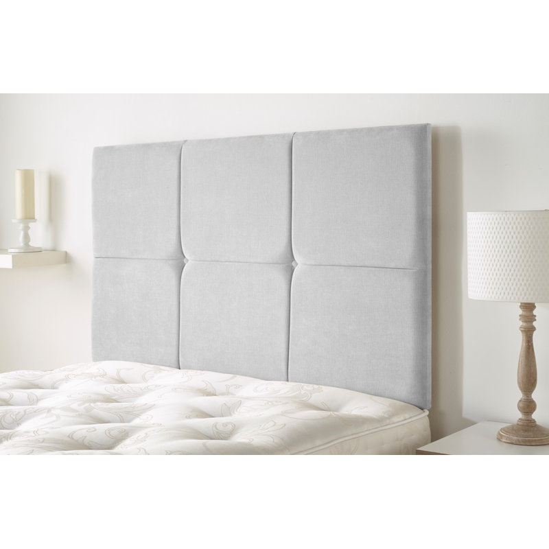 Upholstered Twill Panel Headboard, Small Double (4'), Silver