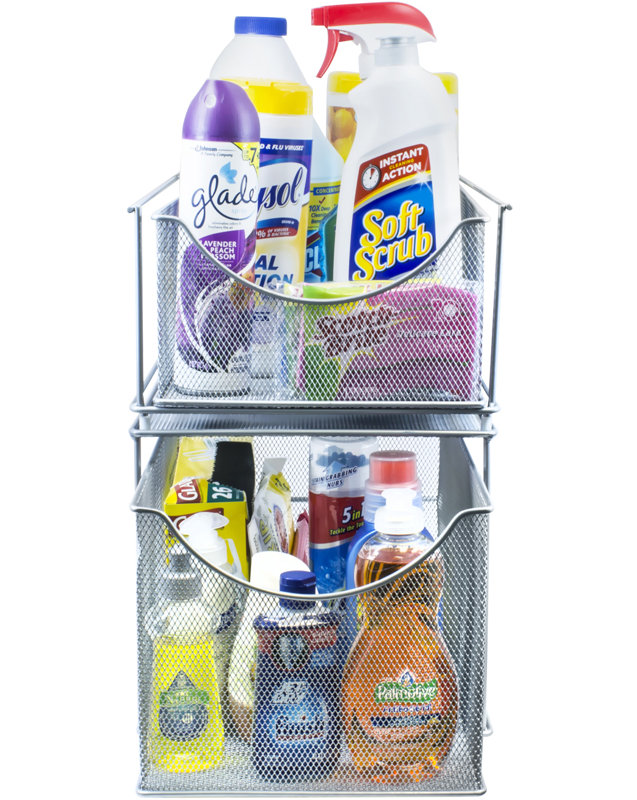 Sorbus 2-Tier Sliding Mesh Basket Drawers, Silver