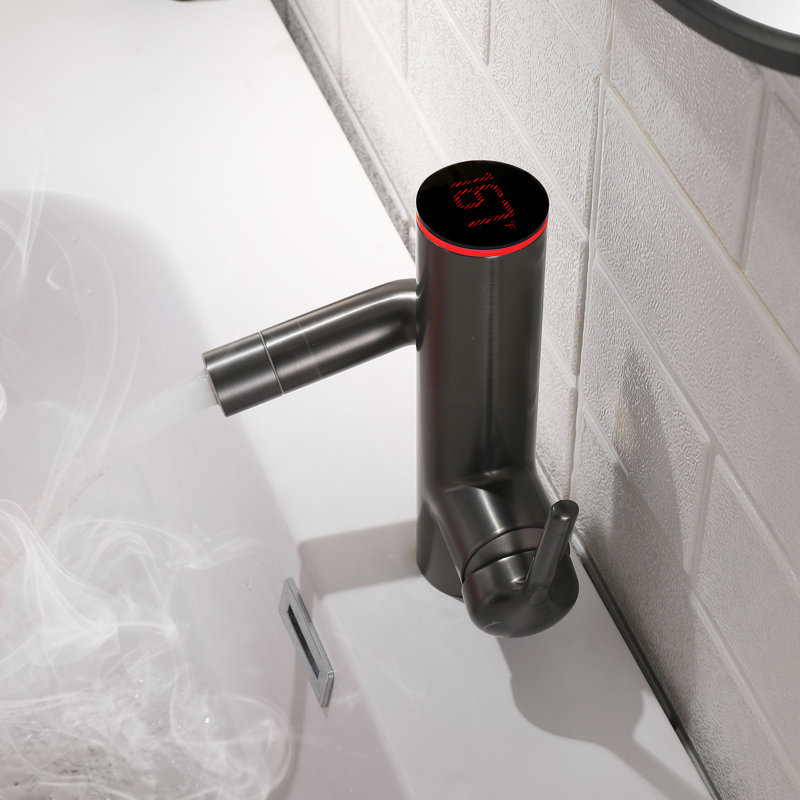 Single-Hole Single-Handle Bathroom Faucet With Drain Assembly, Gray