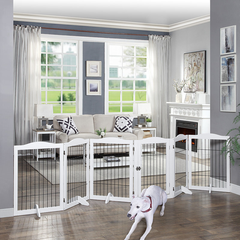Barrière pour animaux 6 panneaux, Bois clair
