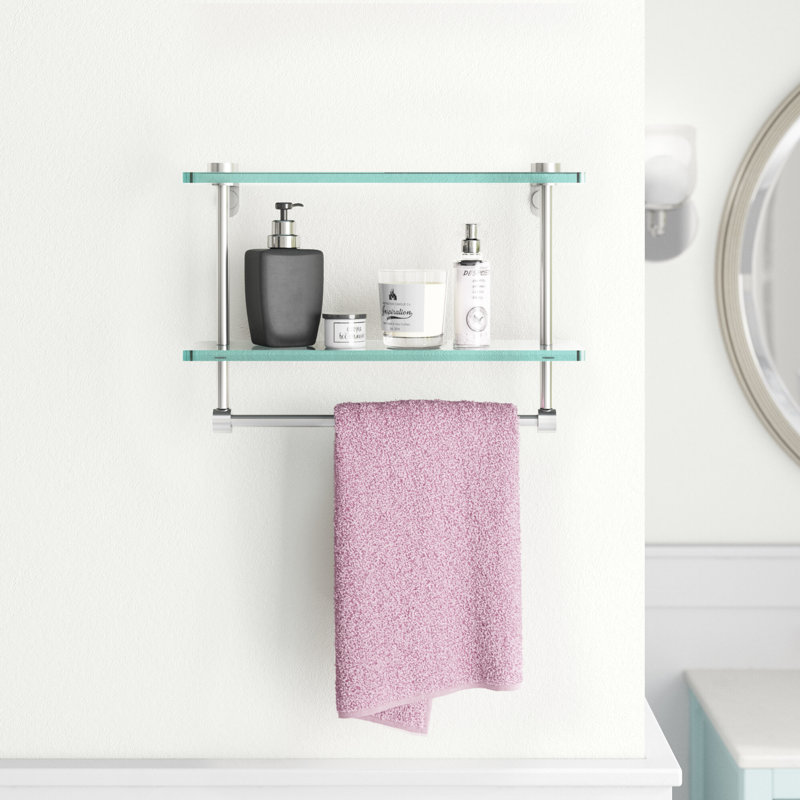 Gober 2 Piece Tiered Shelf with Towel Bar, 16", Satin Nickel