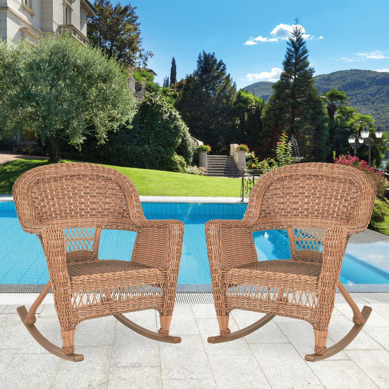 Chaise berçante en osier Raenesha, Miel, Pas de coussin
