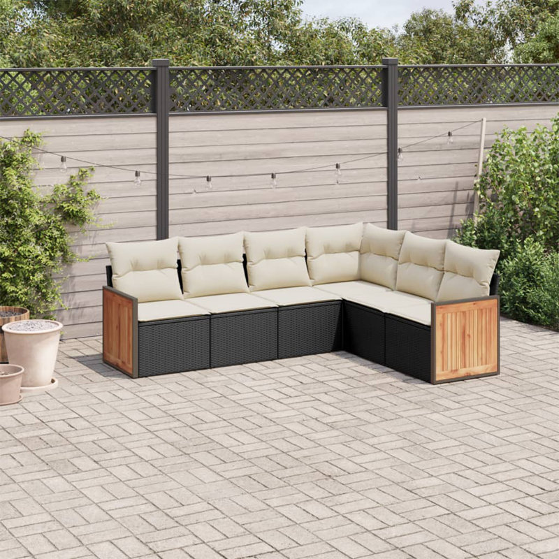 Ensemble de canapé de jardin en rotin PE Vidaxl, acier thermolaqué, 100% polyester