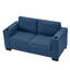 Bleu moderne 67,7 po avec porte-gobelet et rangement, structure en bois massif, coussins de ressorts hélicoïdaux confortables, accoudoirs carrés pour le salon - conception à poches, structure-1559905975