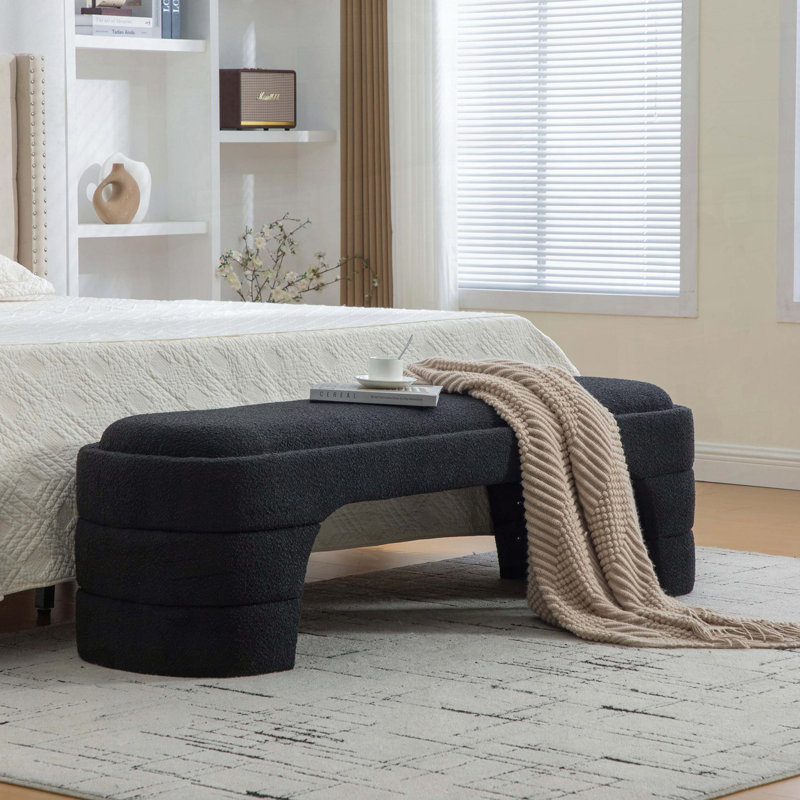 Banc de chambre rembourré sans accoudoirs de 64,96 po de largeur, Noir