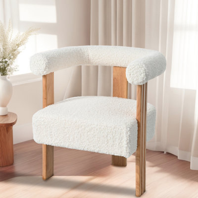 Chaise blanche avec accoudoirs, revêtement en velours de couleur unie avec accoudoirs, pour les espaces de vie