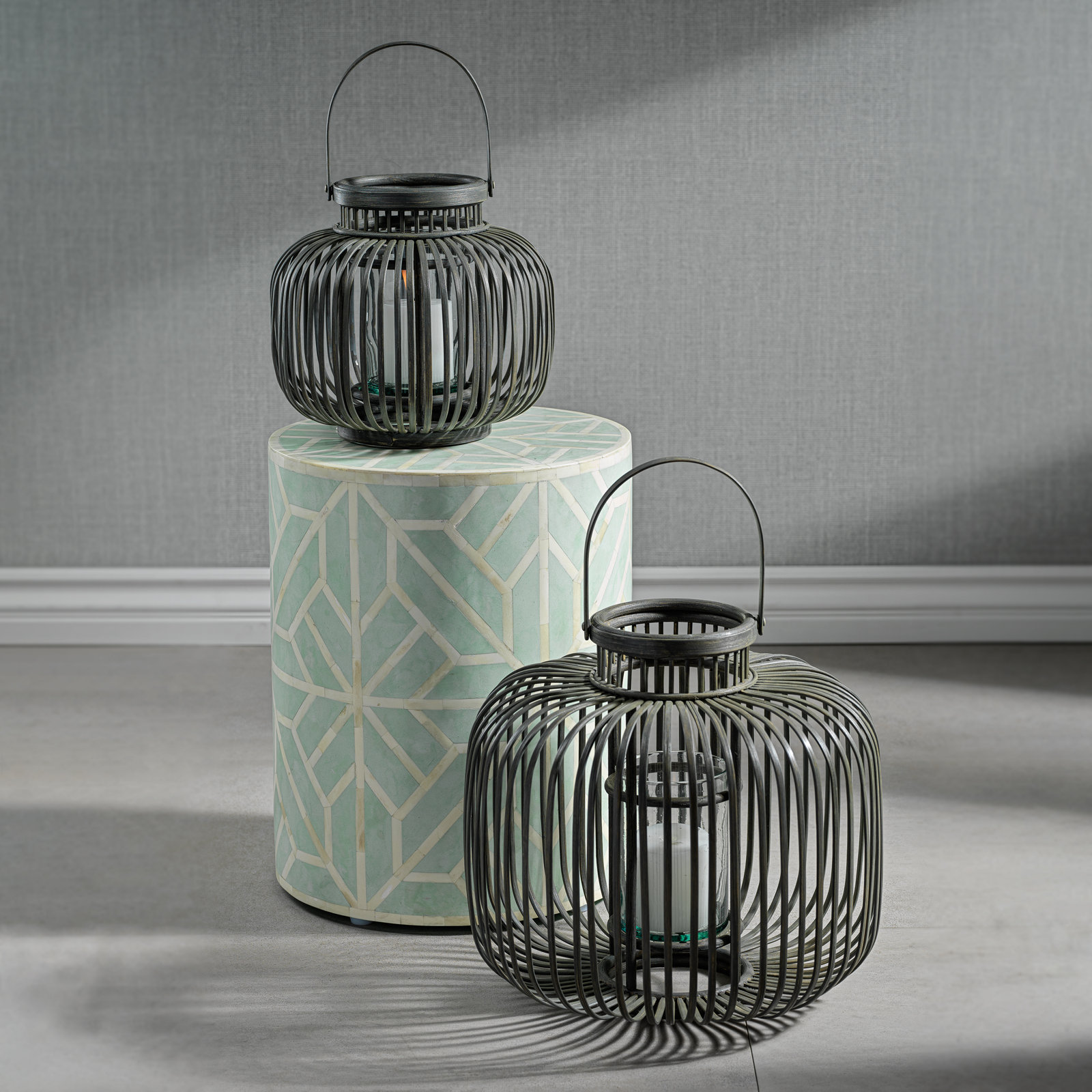 Dumai Bamboo Lantern Candle Holder, 15.25" H x 11" W x 11" D