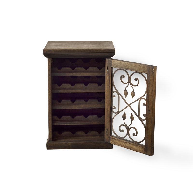 Armoire de bar rustique en bois forgé et porte en verre