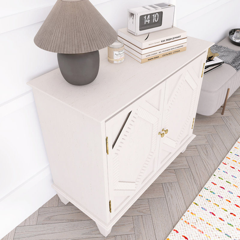 Buffet rétro en bois avec rangement, Blanc