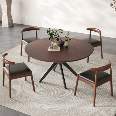 Table de salle à manger 47,2 "en bois massif pour 4 à 6 personnes avec base piédestal entrecroisée