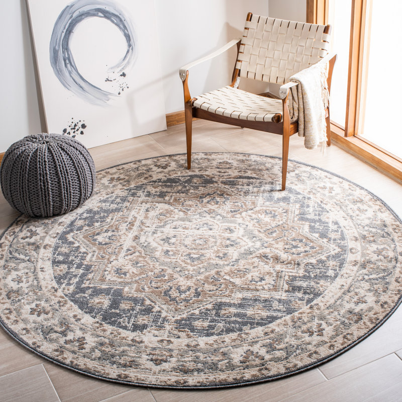 Tapis oriental beige / gris Gyle, Rond 6 pi 7 po