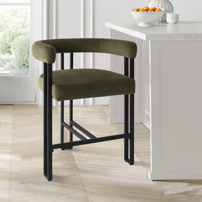 Colrain 24" Upholstered Velvet Solid Back Counter Stool