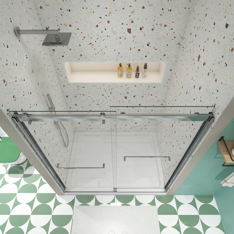 Sophisticated Sliding Shower Door with Advanced Features for Optimal Bathroom Experience, Chrome