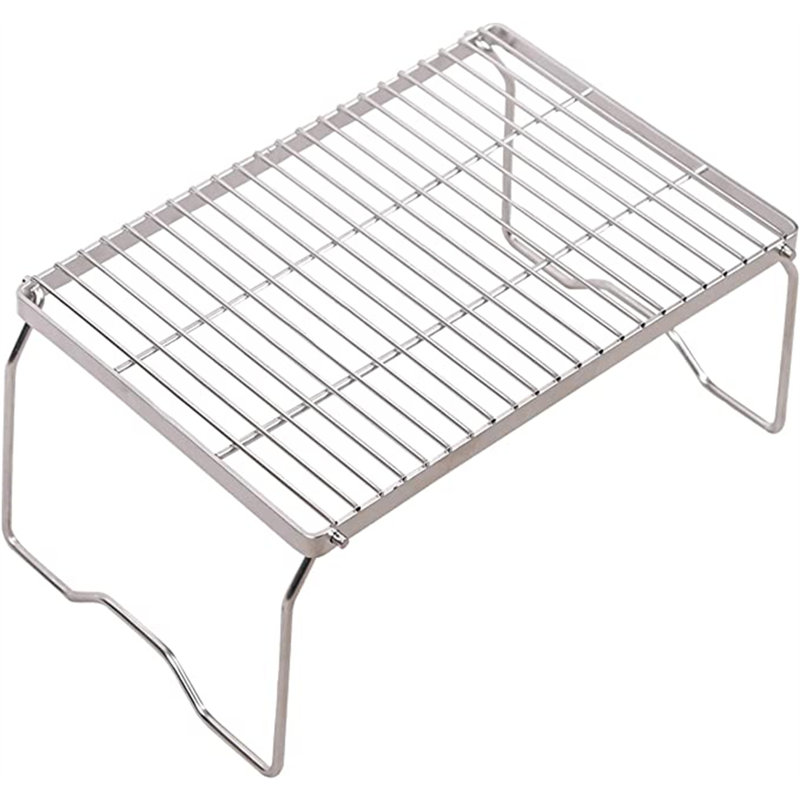 Portable 304 Stainless Steel Campfire Grill Grate with Folding Legs and Carrying Bag